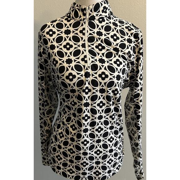 IBKUL 1/4 Zip Pullover Mesh Vent Medallion Print Long Sleeve SPF 50 Womens Med - Picture 1 of 11